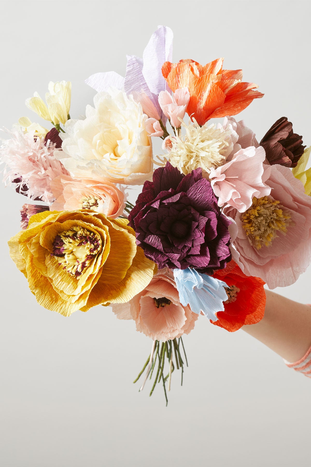 Peony papirblomst - grå